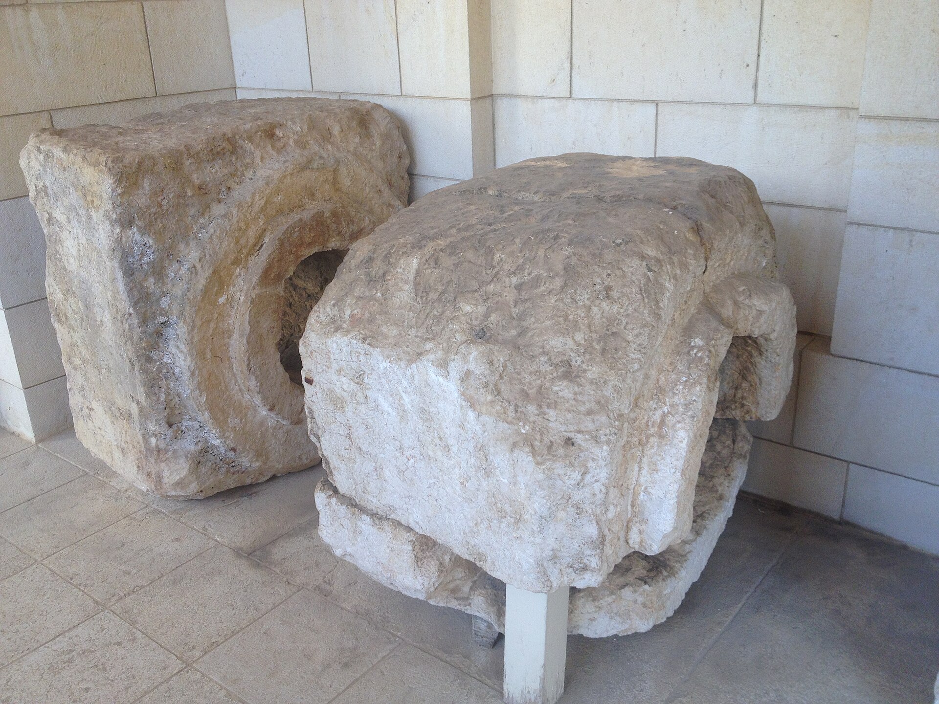 Ancient limestone aqueduct pipe sections