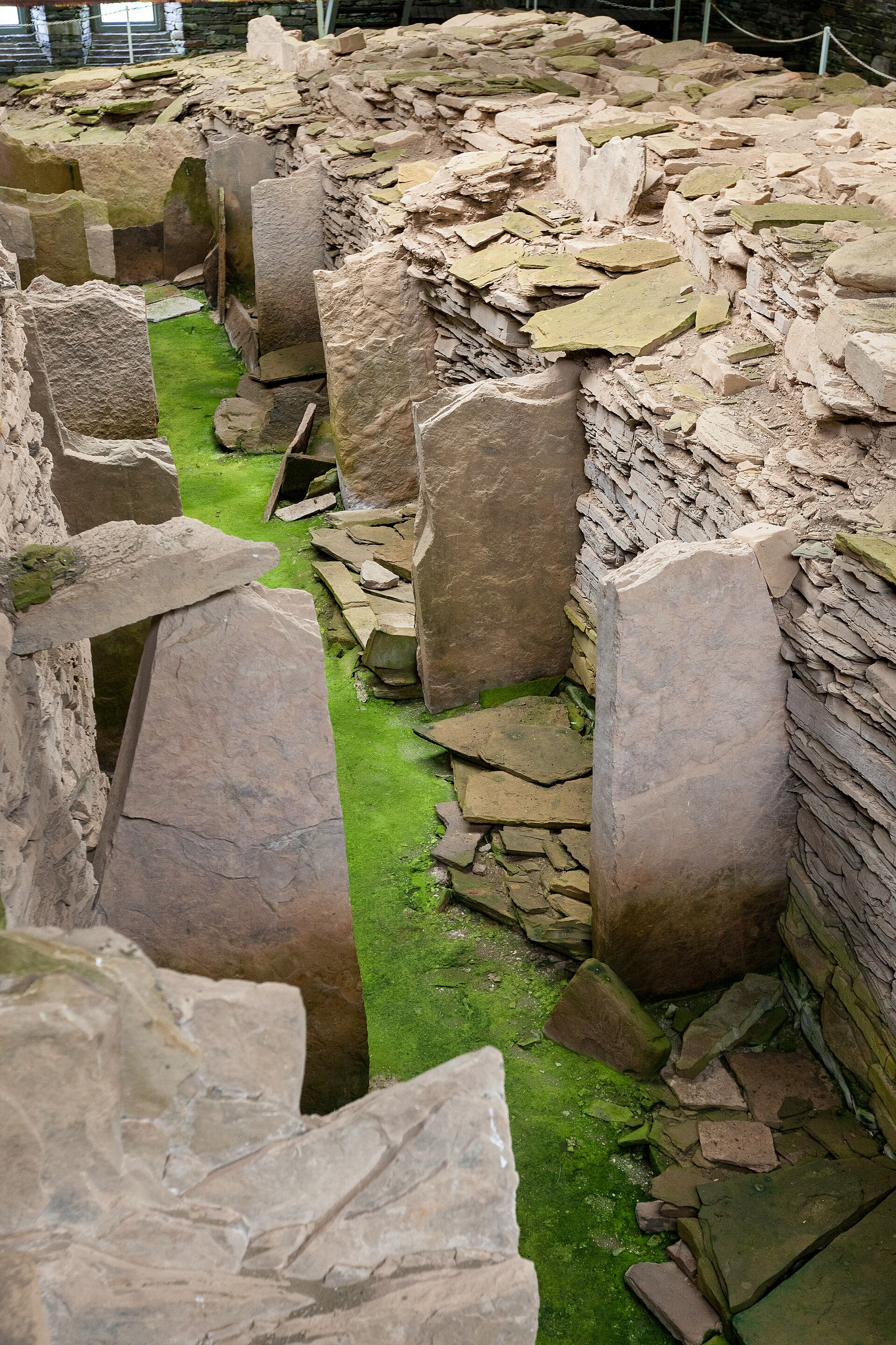 Long stone-divided Neolithic burial chamber on Rousay