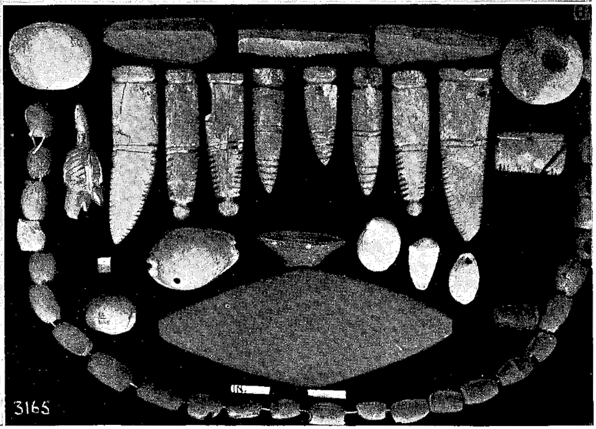 Collection of Predynastic Egyptian grave objects from a tomb at Badari