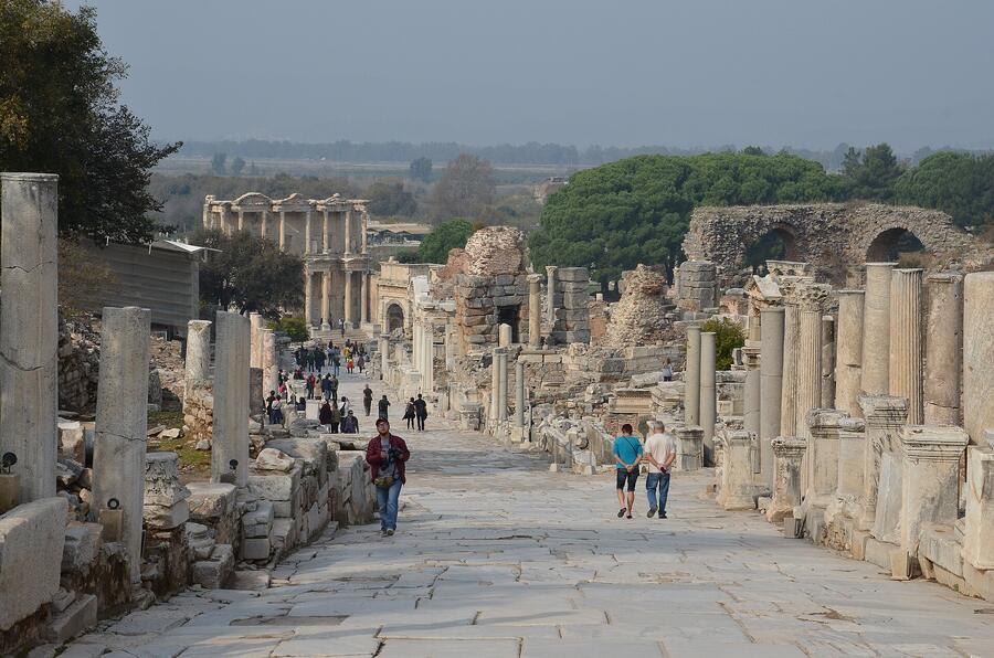 Looking down Curetes Street
