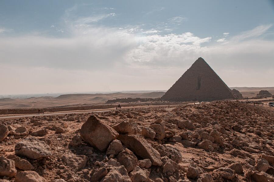 Pyramid of Menkaure with remains of granite casing
