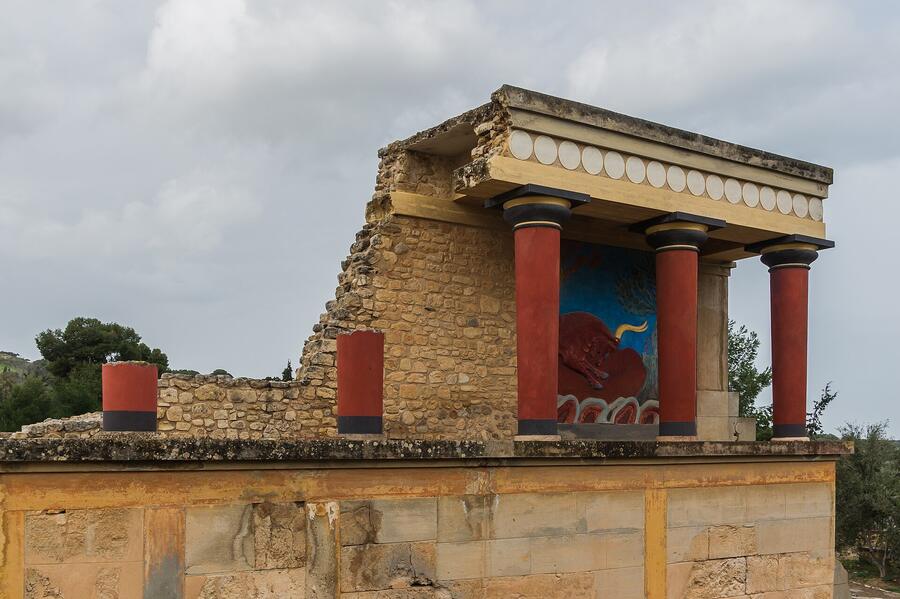 North Entrance with Bull Fresco reproduction