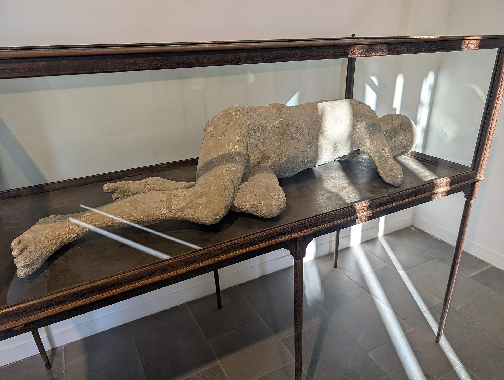 Plaster cast of a man's body from Pompeii