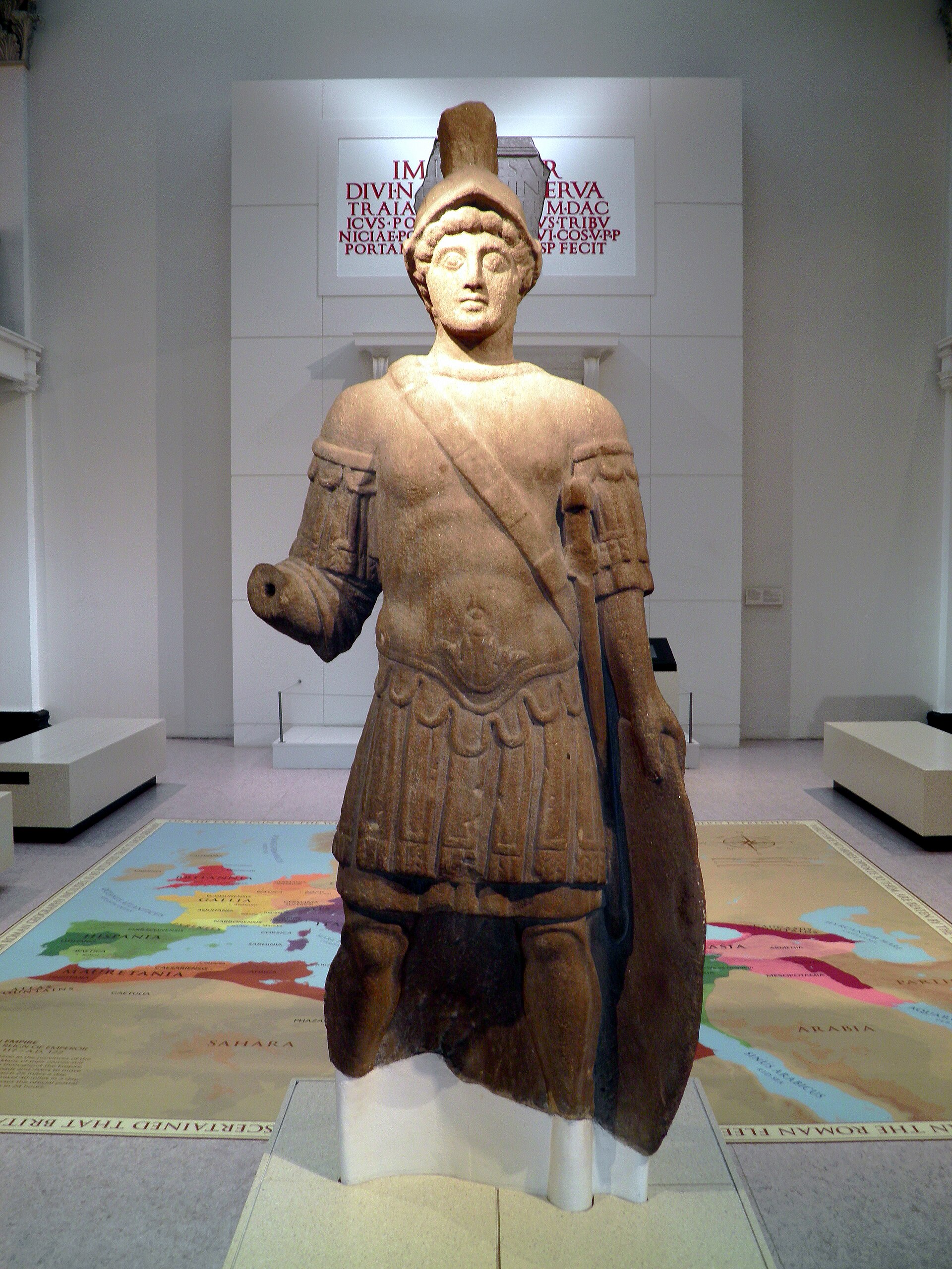 Roman stone statue of Mars in armour