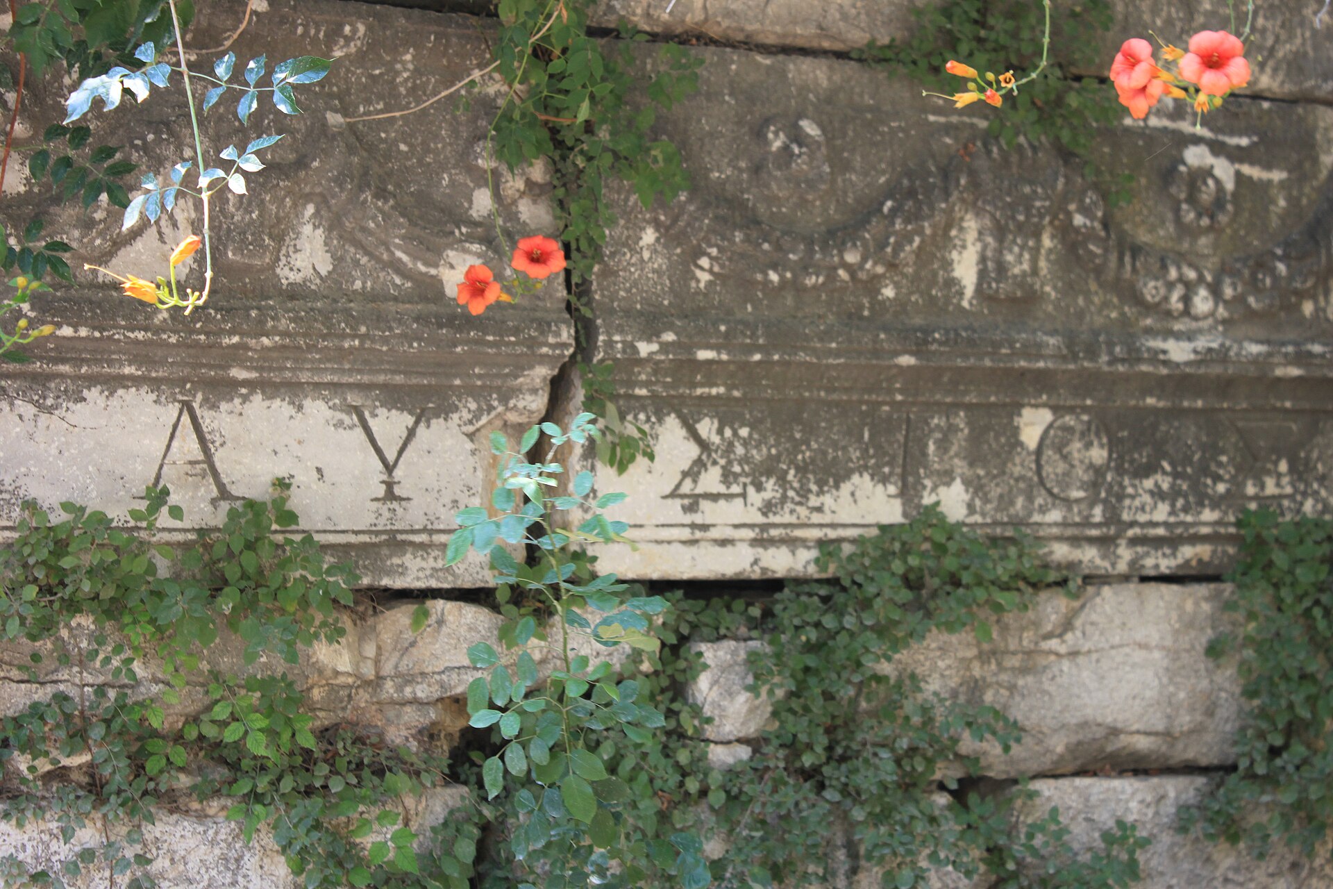 Spolia built into a Byzantine wall