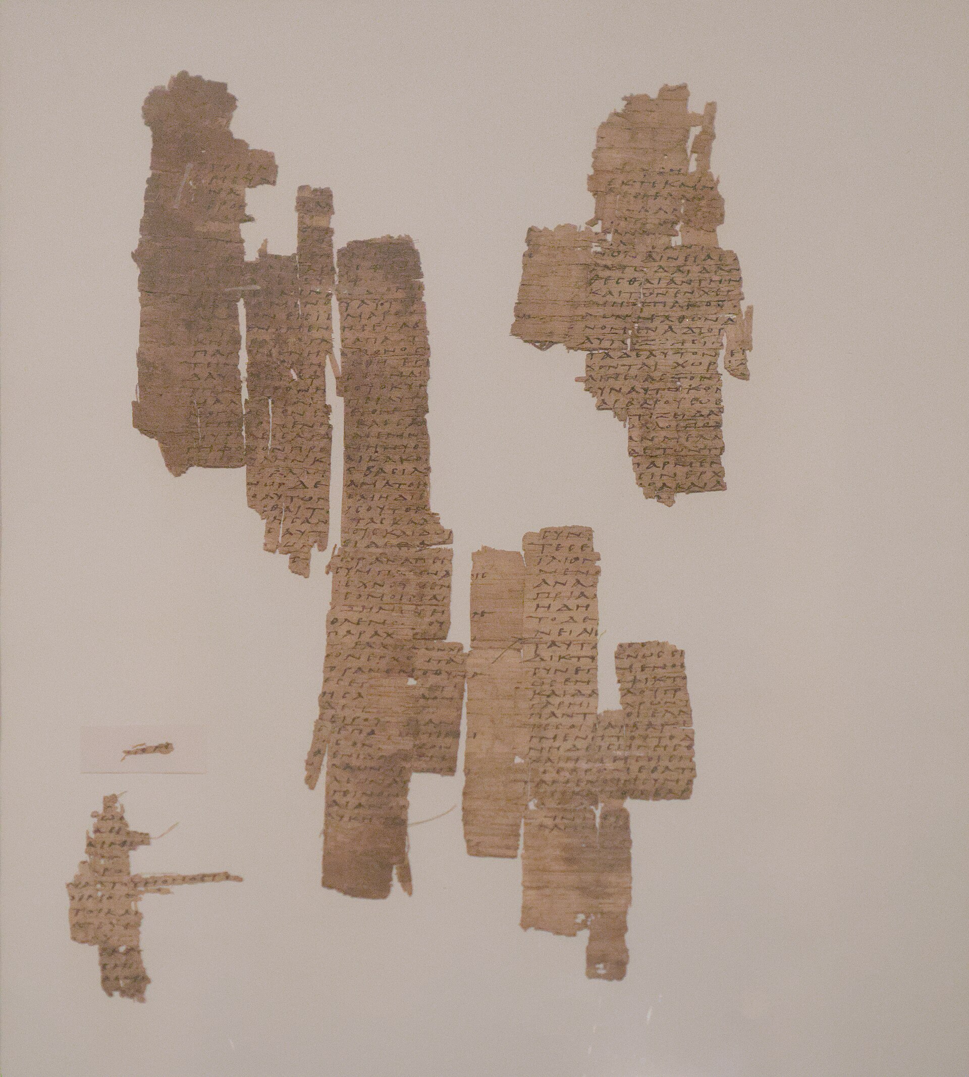 Fragment of ancient papyrus with Greek handwriting